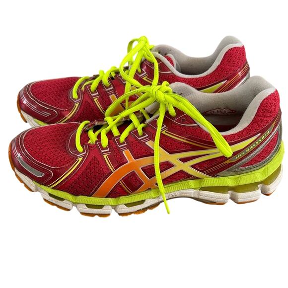 Asics Gel-Kayano 19 Dynamic Duomax Pink and Yellow Sneakers - Picture 2 of 6